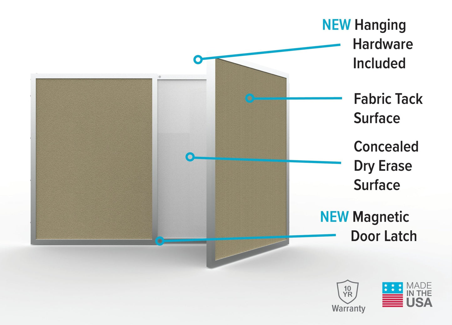 Ghent VisuALL PC Whiteboard Cabinet w/ Fabric Bulletin Board Exterior Doors (GHE - 4130X) - SchoolOutlet