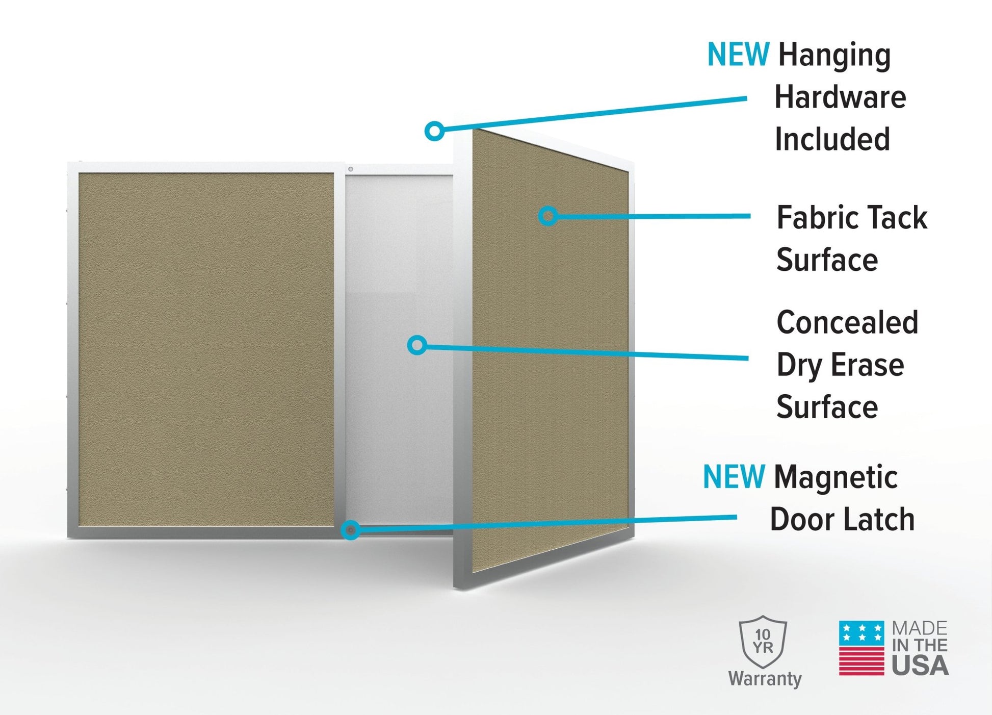Ghent VisuALL PC Whiteboard Cabinet w/ Fabric Bulletin Board Exterior Doors (GHE - 4130X) - SchoolOutlet