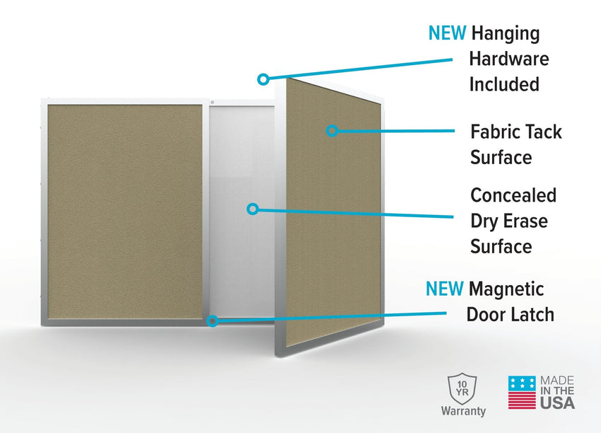 Ghent VisuALL PC Whiteboard Cabinet w/ Fabric Bulletin Board Exterior Doors (GHE - 4130X) - SchoolOutlet
