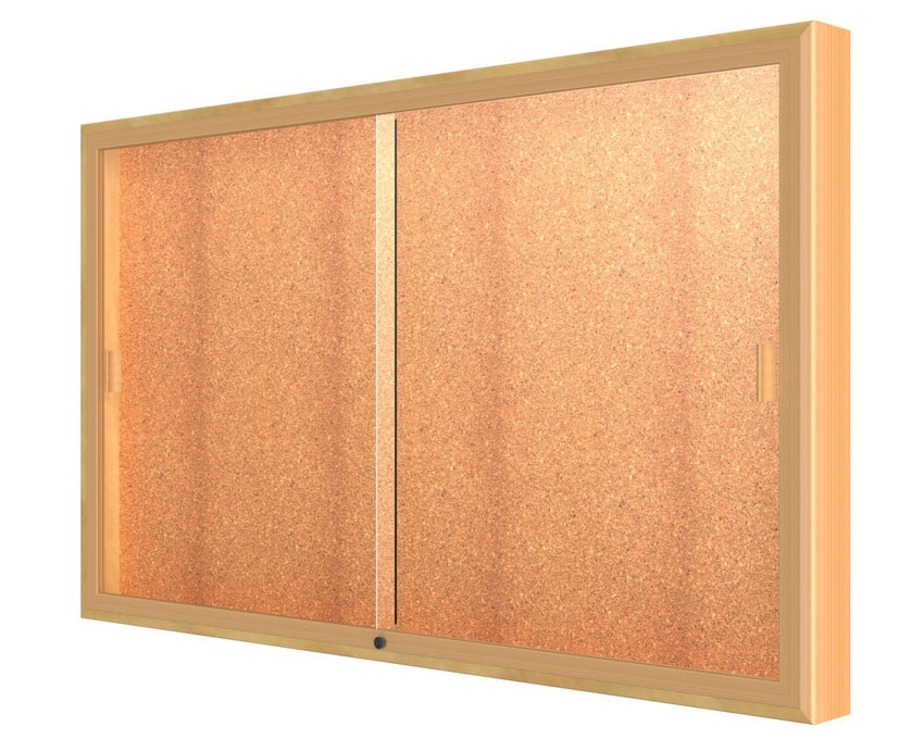 Ghent Legacy Bulletin Board Wall Display Case, Cork Back, Champagne Aluminum Frame, 36"H x 60"W x 4"D (GHE - 88 - 3660CK - GD) - SchoolOutlet