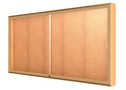Ghent Legacy Bulletin Board Wall Display Case, Cork Back, Champagne Aluminum Frame, 36"H x 72"W x 4"D (GHE-88-3672CK-GD)