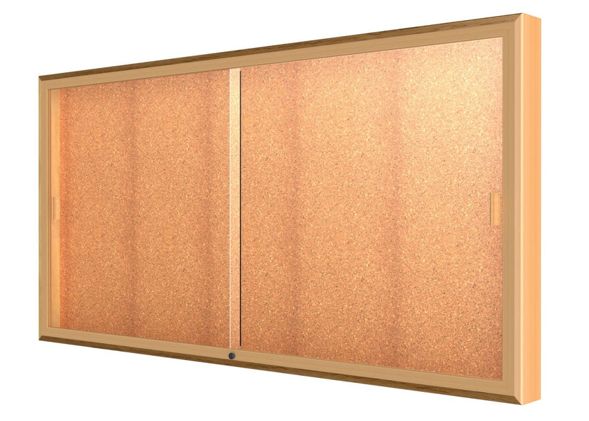 Ghent Legacy Bulletin Board Wall Display Case, Cork Back, Champagne Aluminum Frame, 36"H x 72"W x 4"D (GHE - 88 - 3672CK - GD) - SchoolOutlet