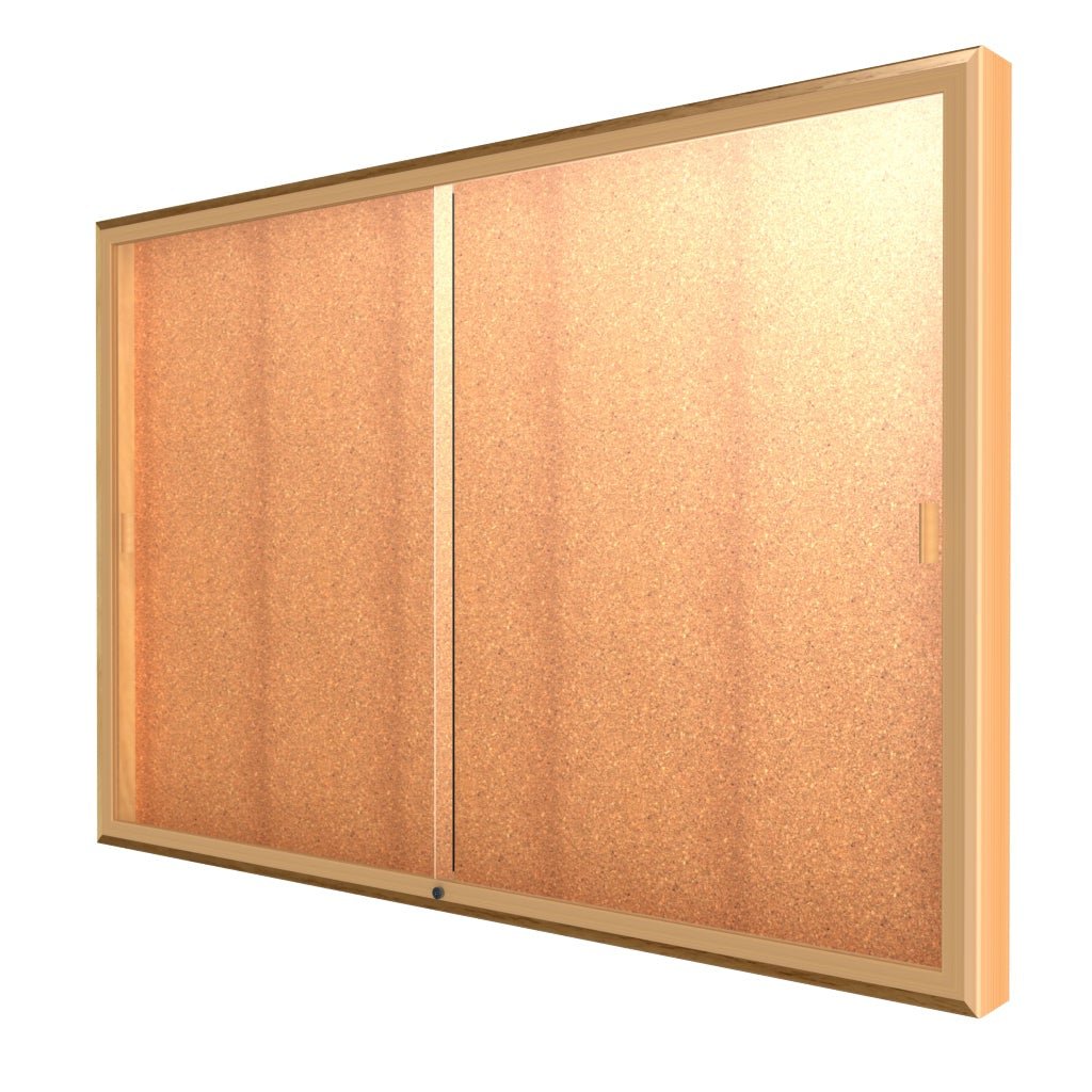 Ghent Legacy Bulletin Board Wall Display Case, Cork Back, Champagne Aluminum Frame, 48"H x 72"W x 4"D (GHE - 88 - 4872CK - GD) - SchoolOutlet