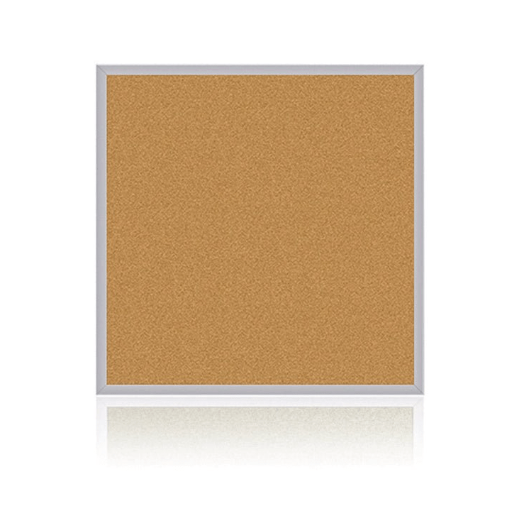 Ghent Natural Cork Bulletin Board, Satin Aluminum Frame, 4'H x 4'W (GHE - AK44) - SchoolOutlet