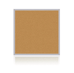 Ghent Natural Cork Bulletin Board, Satin Aluminum Frame, 4'H x 4'W (GHE-AK44)