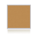 Ghent Natural Cork Bulletin Board, Satin Aluminum Frame, 4'H x 4'W (GHE - AK44) - SchoolOutlet