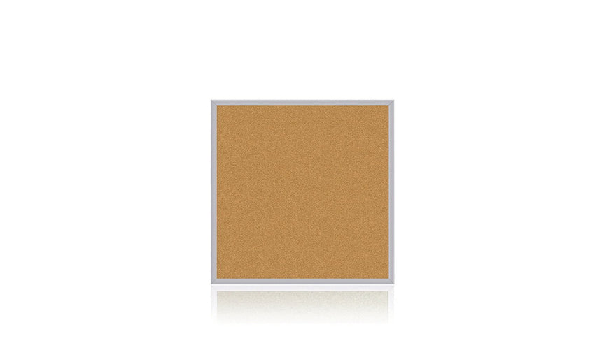 Ghent Natural Cork Bulletin Board, Satin Aluminum Frame, 4'H x 4'W (GHE - AK44) - SchoolOutlet