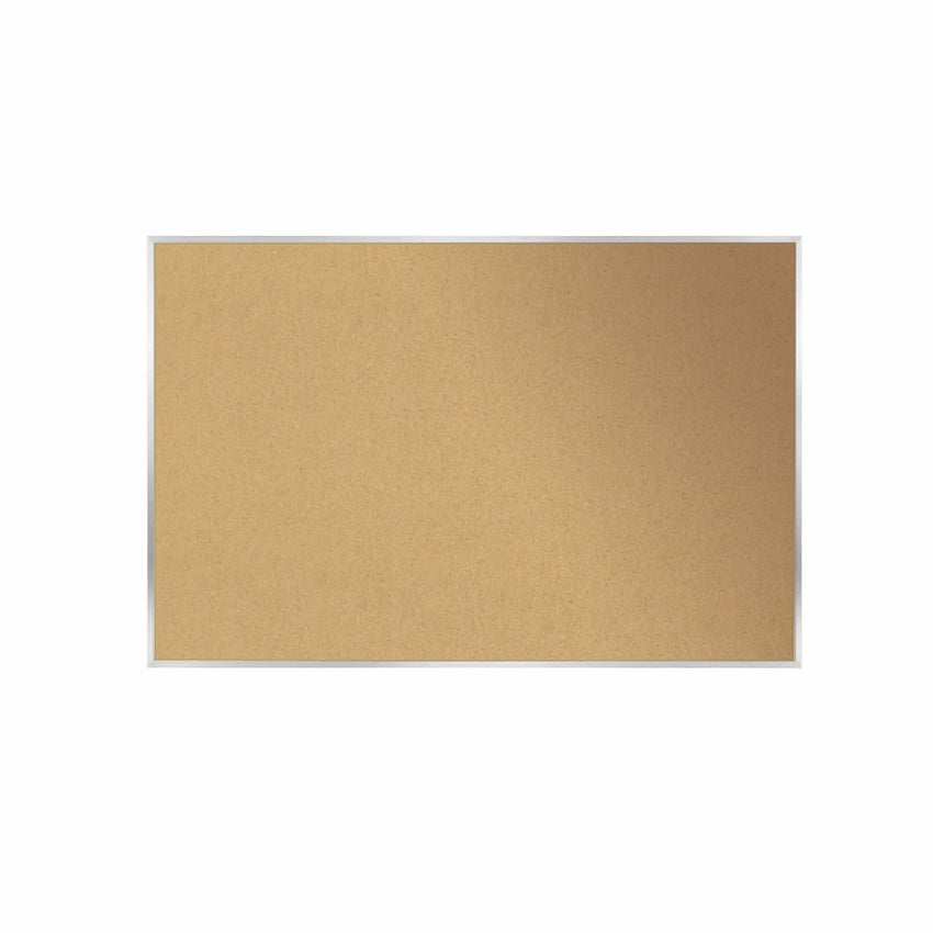 Ghent Natural Cork Bulletin Board, Satin Aluminum Frame, 4'H x 7' 4"W (GHE - AK47) - SchoolOutlet