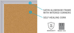 Ghent Chocolate Cork Bulletin Board, Satin Aluminum Frame, 4'H x 7' 4"W (GHE-AKCH47)