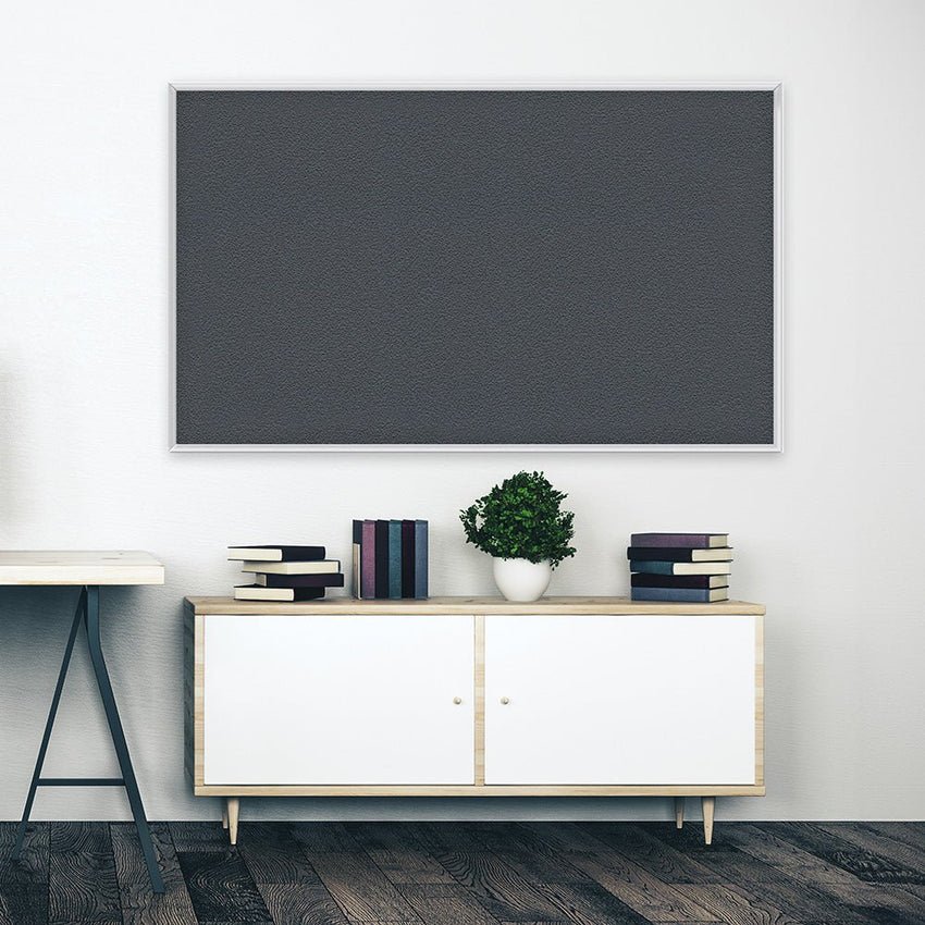 Ghent Fabric Bulletin Board, Satin Aluminum Frame, 4’H x 7’4"W (GHE - AT47FXX) - SchoolOutlet