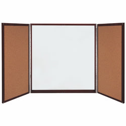 Ghent Porcelain Whiteboard, Magnetic Cabinet w/ Cork Interior Doors, 4'H x 4'W (GHE-C1-44X)
