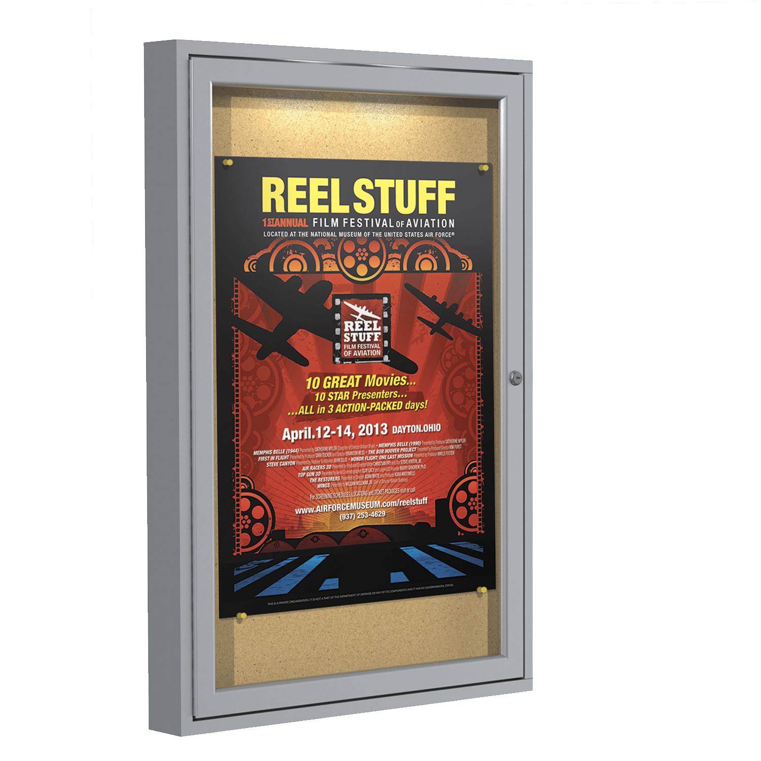 Ghent 1 Door Enclosed Natural Cork Bulletin Board, Concealed Lighting, 3'H x 2'W (GHE - CPA13624K) - SchoolOutlet
