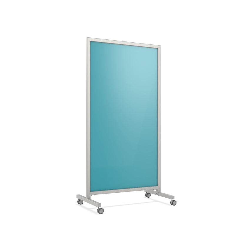 Ghent EZ Mobile Glassboard, Aluminum Frame, Magnetic, 75"H x 38"W (GHE - EZ1MA7538XX) - SchoolOutlet