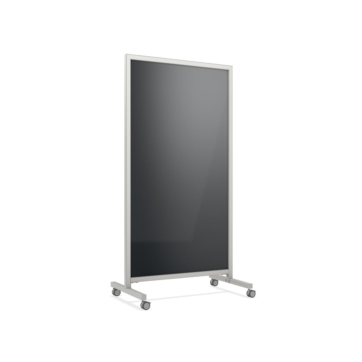 Ghent EZ Mobile Glassboard, Aluminum Frame, Magnetic, 75"H x 38"W (GHE - EZ1MA7538XX) - SchoolOutlet