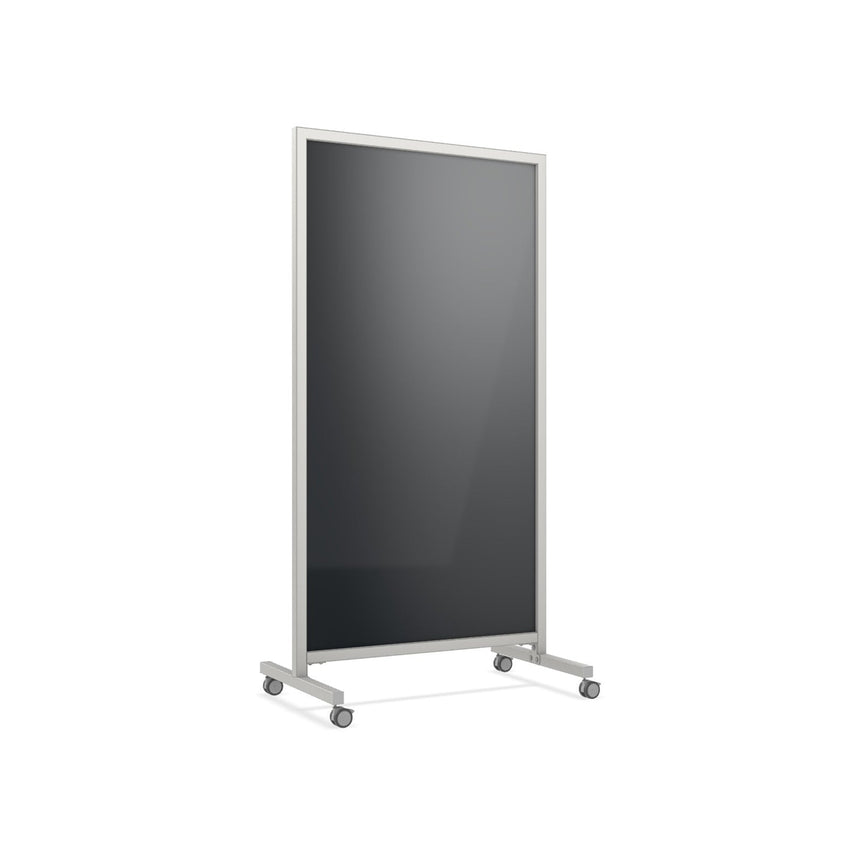 Ghent EZ Mobile Glassboard, Aluminum Frame, Magnetic, 75"H x 38"W (GHE - EZ1MA7538XX) - SchoolOutlet