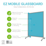 Ghent EZ Mobile Glassboard, Aluminum Frame, Magnetic, 75