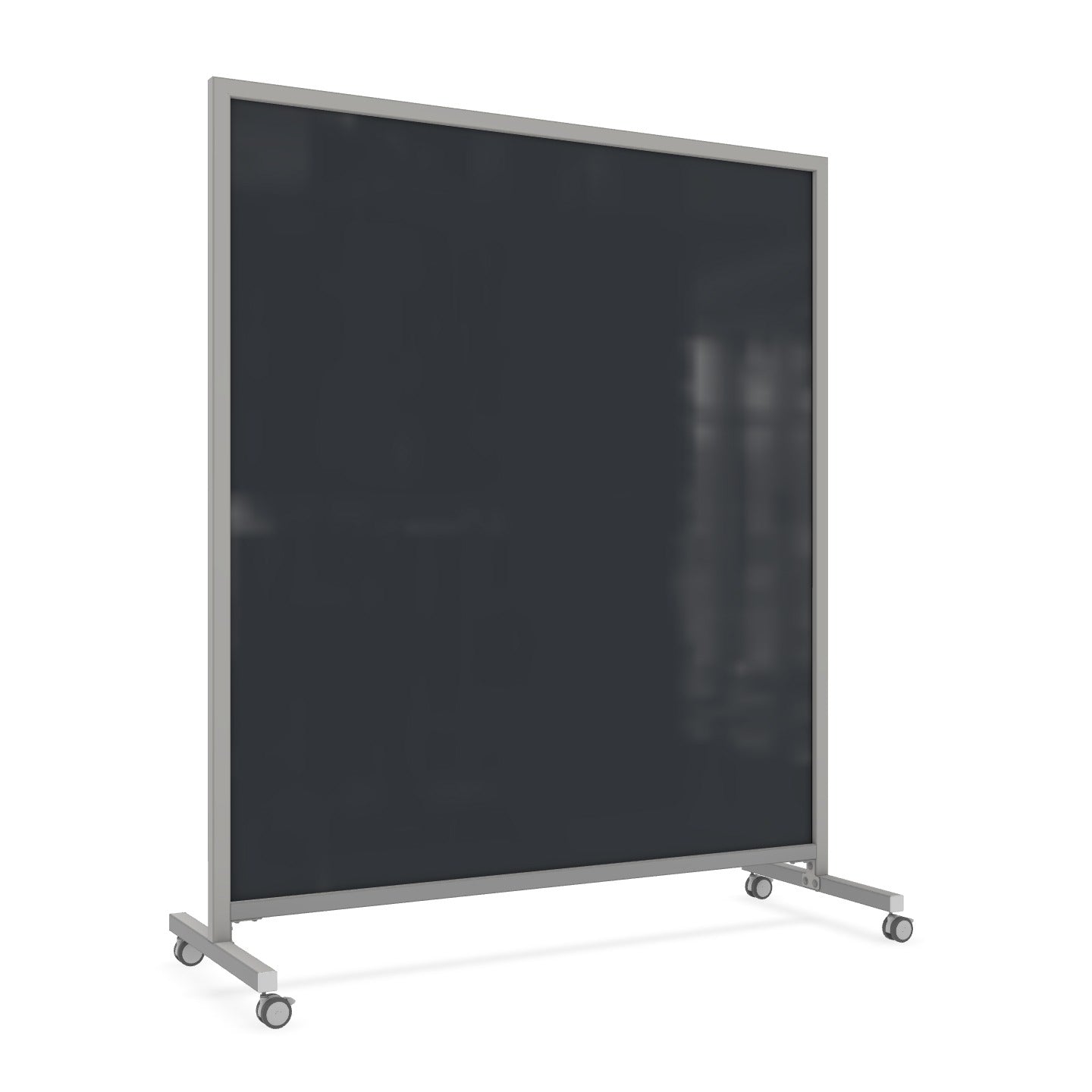 Ghent EZ Mobile Glassboard, Aluminum Frame, Magnetic, 75"H x 62"W (GHE - EZ1MA7562XX) - SchoolOutlet