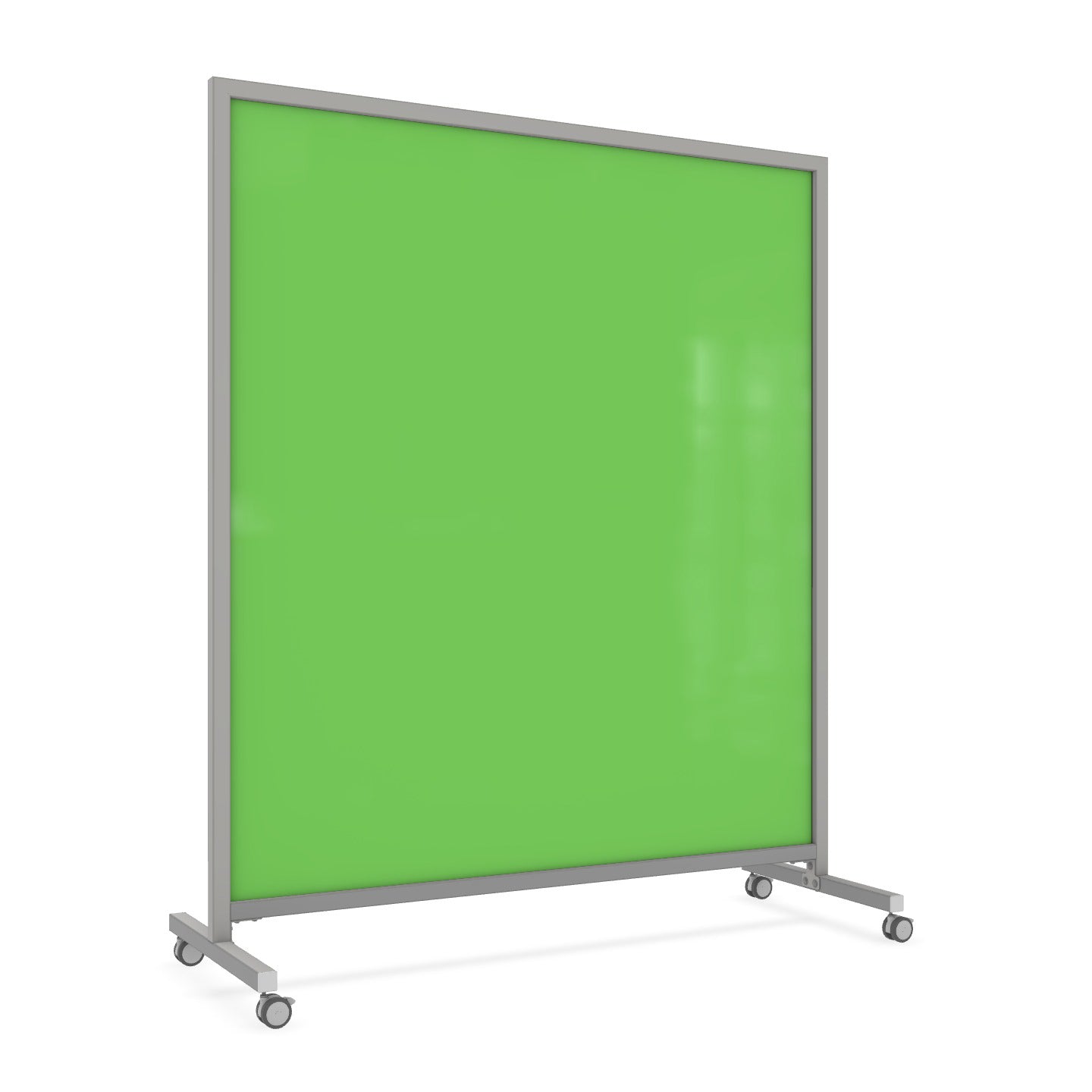 Ghent EZ Mobile Glassboard, Aluminum Frame, Magnetic, 75"H x 62"W (GHE - EZ1MA7562XX) - SchoolOutlet