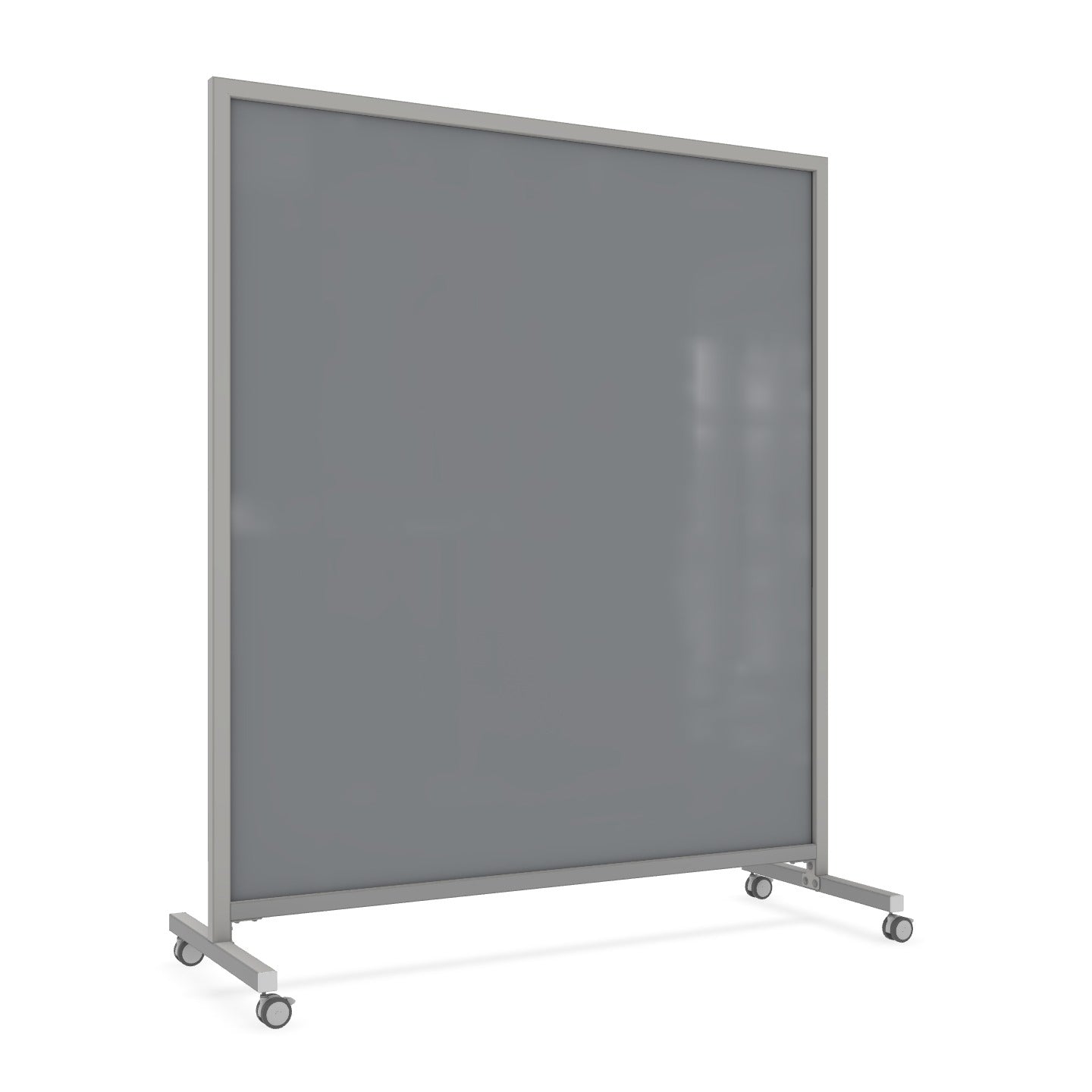 Ghent EZ Mobile Glassboard, Aluminum Frame, Magnetic, 75"H x 62"W (GHE - EZ1MA7562XX) - SchoolOutlet