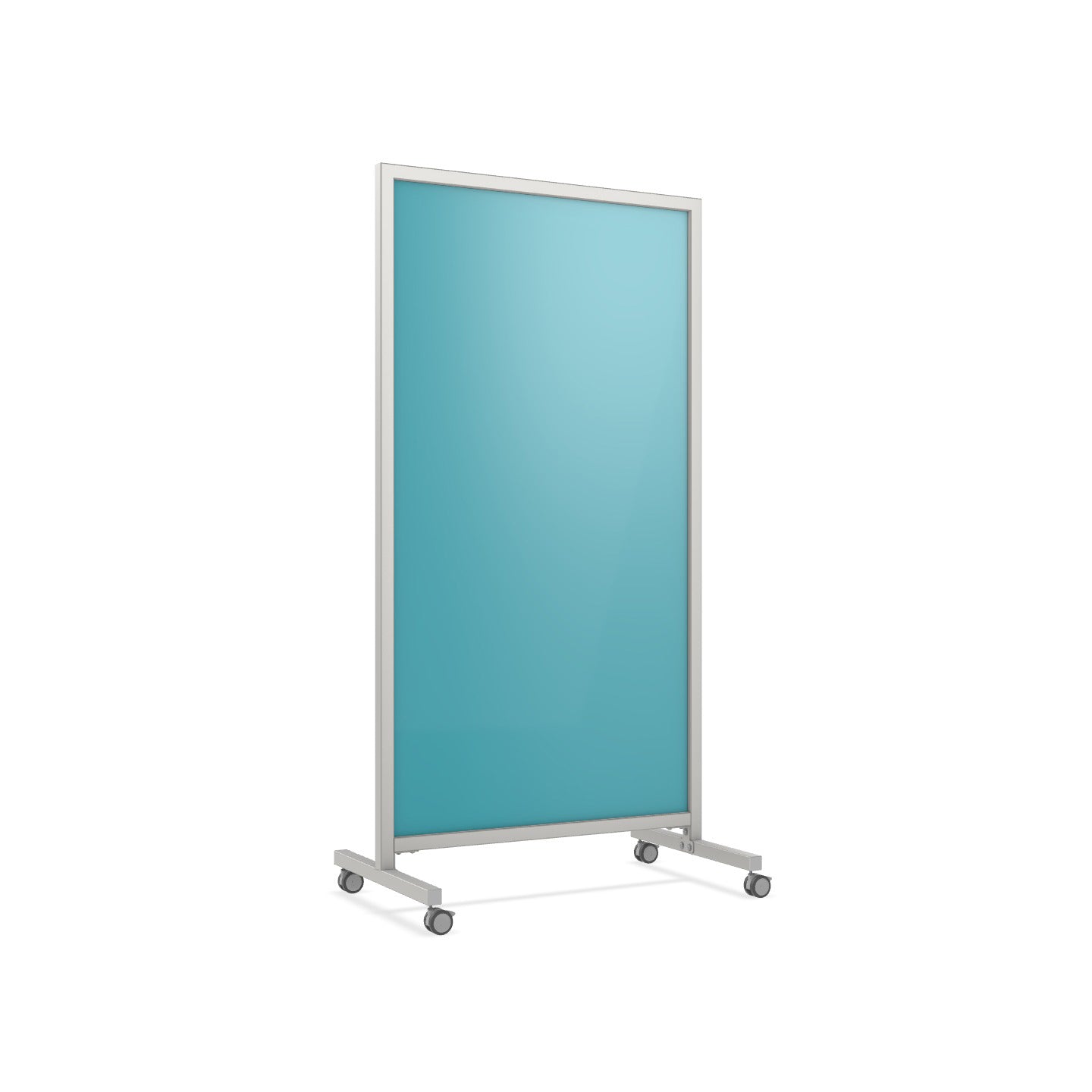 Ghent EZ Mobile Glassboard, Aluminum Frame, Non - Magnetic, 75"H x 38"W (GHE - EZ1NA7538XX) - SchoolOutlet