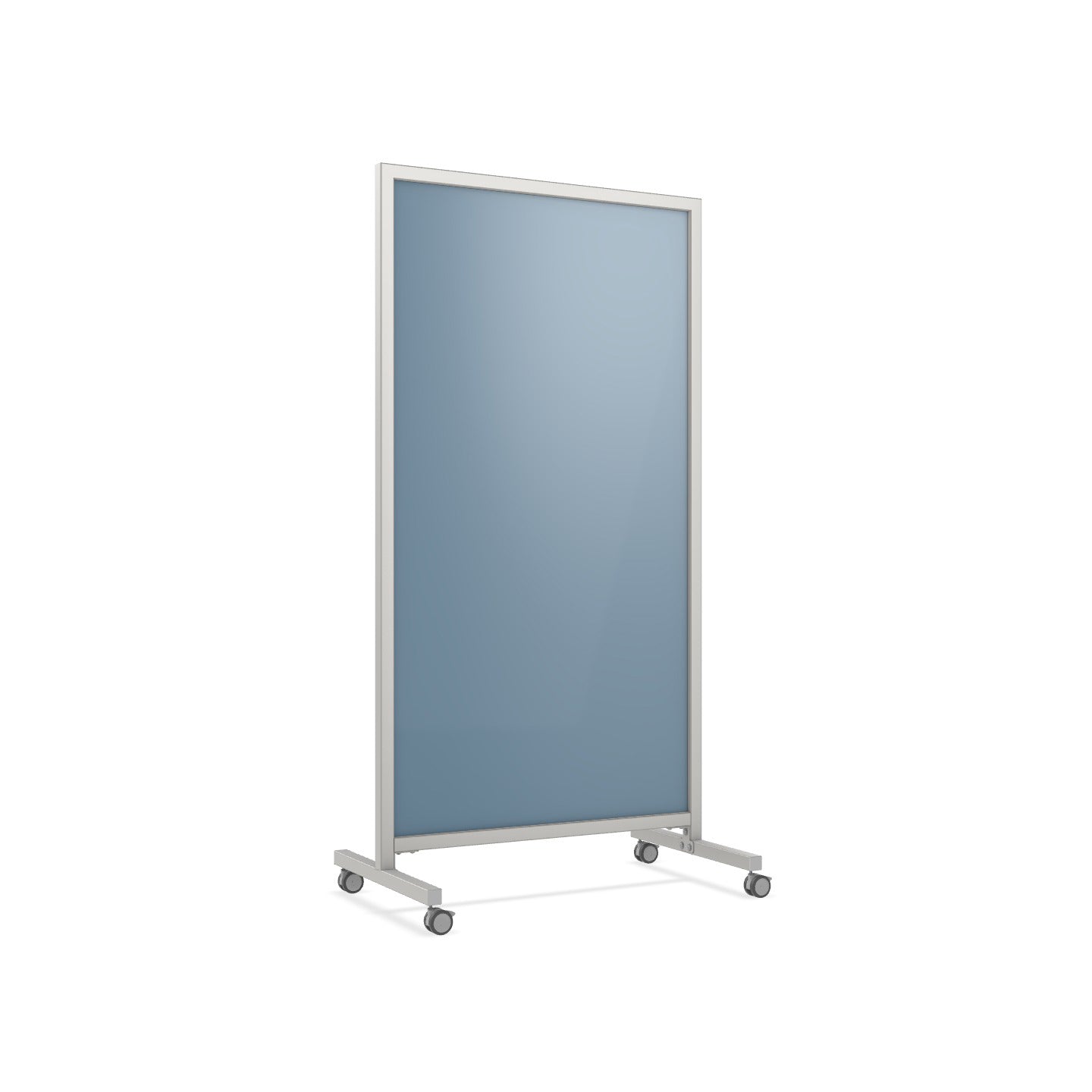 Ghent EZ Mobile Glassboard, Aluminum Frame, Non - Magnetic, 75"H x 38"W (GHE - EZ1NA7538XX) - SchoolOutlet