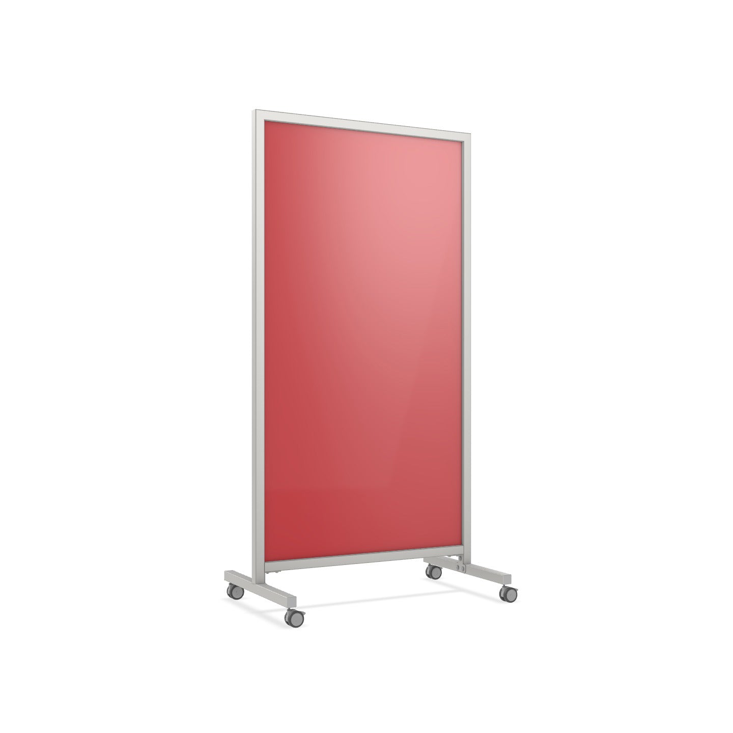 Ghent EZ Mobile Glassboard, Aluminum Frame, Non - Magnetic, 75"H x 38"W (GHE - EZ1NA7538XX) - SchoolOutlet