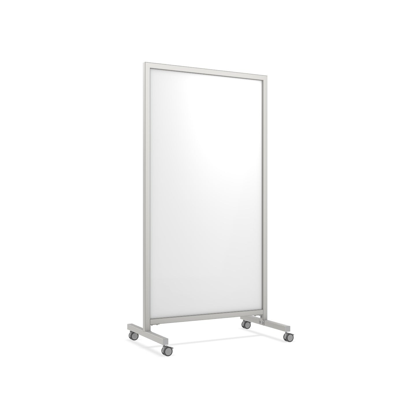Ghent EZ Mobile Glassboard, Aluminum Frame, Non - Magnetic, 75"H x 38"W (GHE - EZ1NA7538XX) - SchoolOutlet