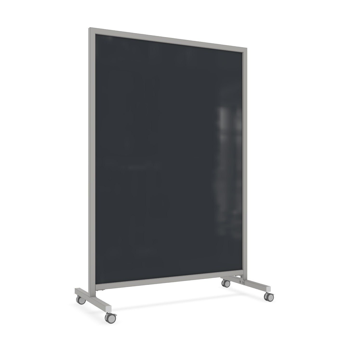 Ghent EZ Mobile Glassboard, Aluminum Frame, Non - Magnetic, 75"H x 50"W (GHE - EZ1NA7550XX) - SchoolOutlet