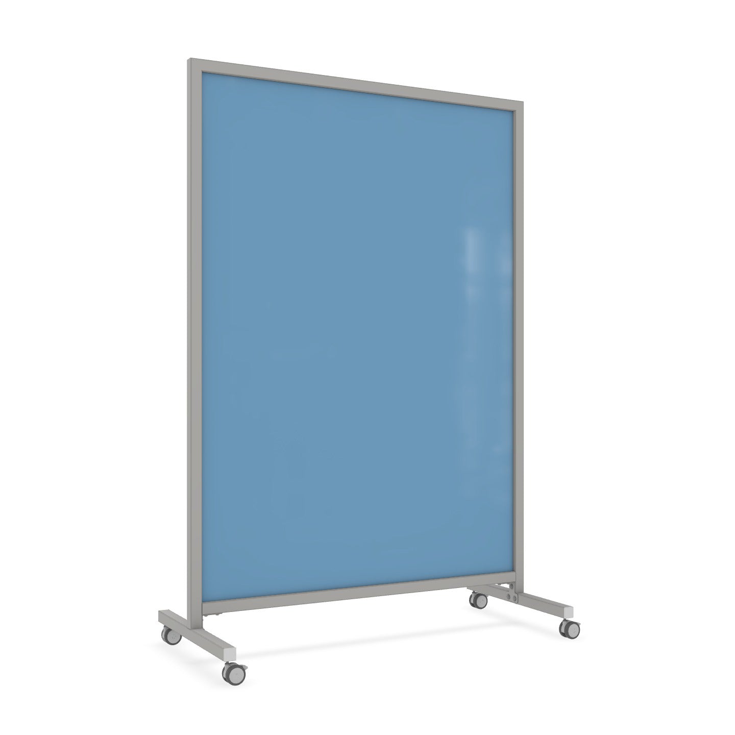 Ghent EZ Mobile Glassboard, Aluminum Frame, Non - Magnetic, 75"H x 50"W (GHE - EZ1NA7550XX) - SchoolOutlet