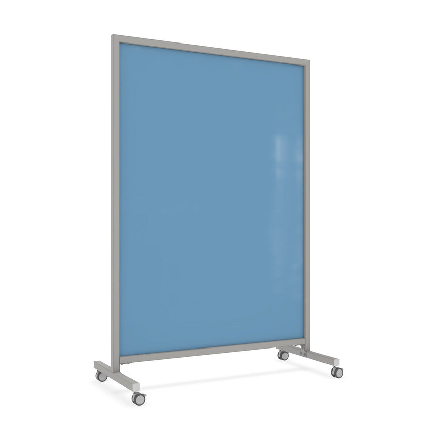 Ghent EZ Mobile Glassboard, Aluminum Frame, Non - Magnetic, 75"H x 50"W (GHE - EZ1NA7550XX) - SchoolOutlet