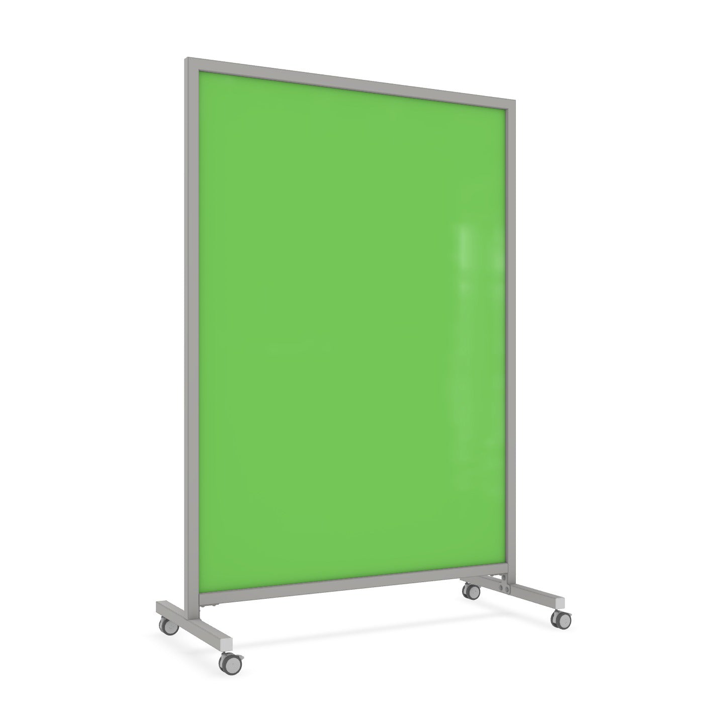 Ghent EZ Mobile Glassboard, Aluminum Frame, Non - Magnetic, 75"H x 50"W (GHE - EZ1NA7550XX) - SchoolOutlet