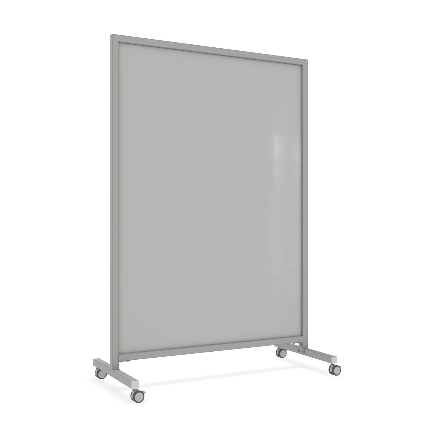 Ghent EZ Mobile Glassboard, Aluminum Frame, Non - Magnetic, 75"H x 50"W (GHE - EZ1NA7550XX) - SchoolOutlet
