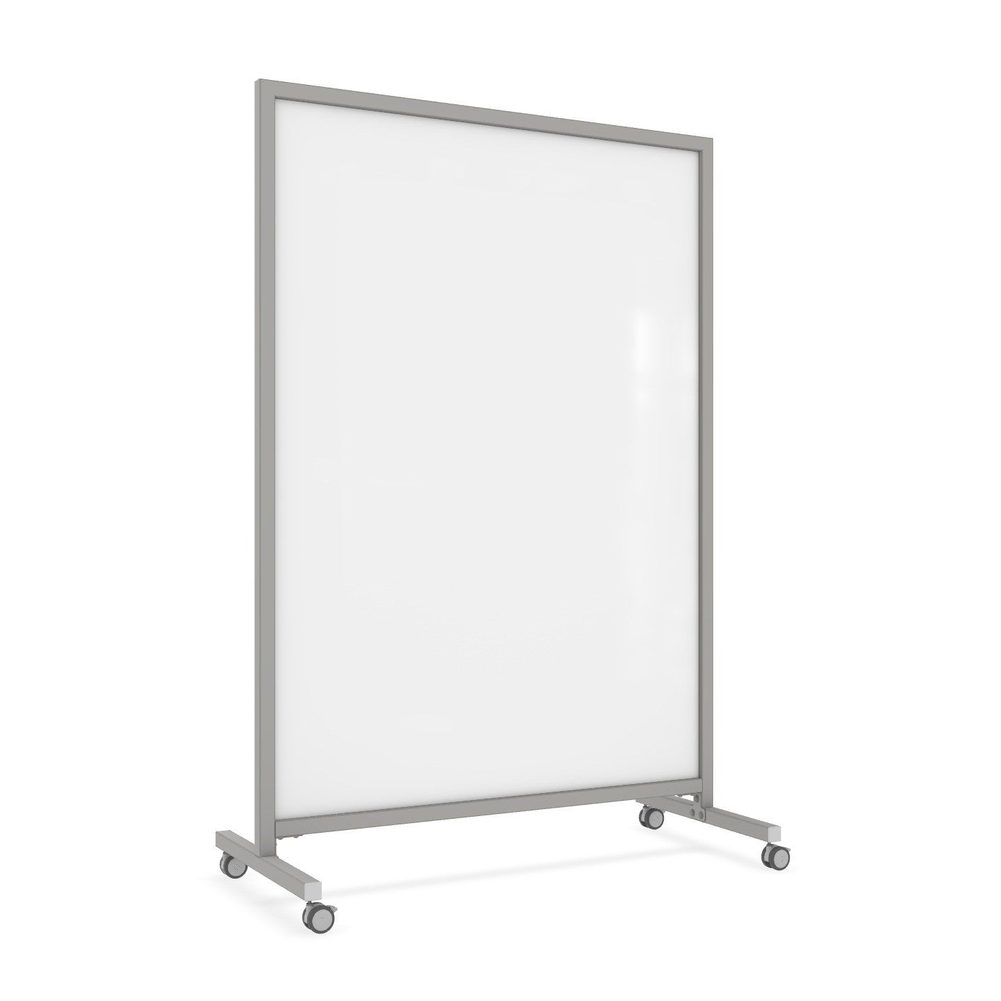 Ghent EZ Mobile Glassboard, Aluminum Frame, Non - Magnetic, 75"H x 50"W (GHE - EZ1NA7550XX) - SchoolOutlet