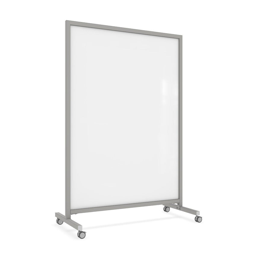 Ghent EZ Mobile Glassboard, Aluminum Frame, Non - Magnetic, 75"H x 50"W (GHE - EZ1NA7550XX) - SchoolOutlet
