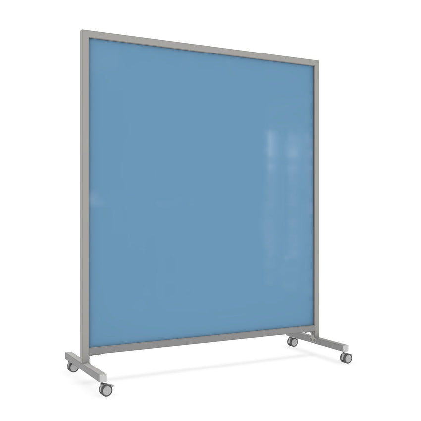 Ghent EZ Mobile Glassboard, Aluminum Frame, Non - Magnetic, 75"H x 62"W (GHE - EZ1NA7562XX) - SchoolOutlet