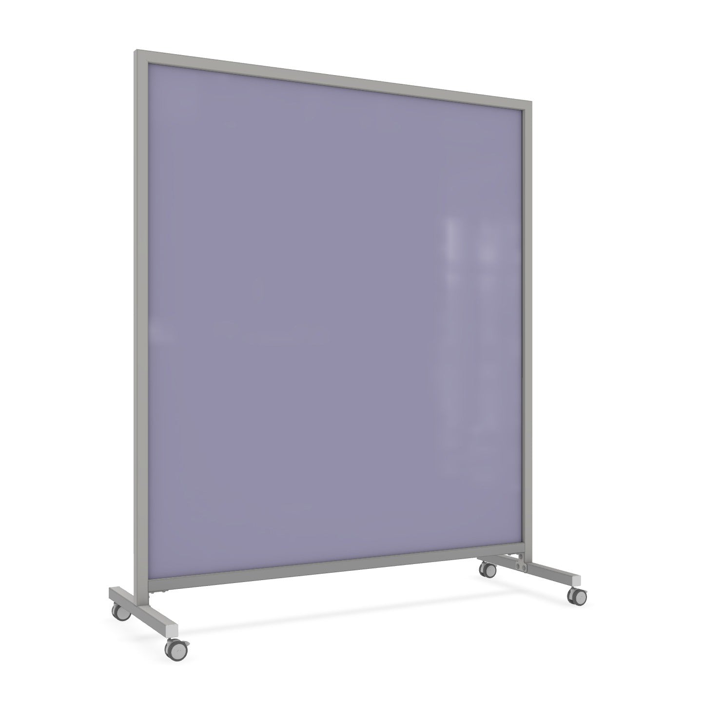 Ghent EZ Mobile Glassboard, Aluminum Frame, Non - Magnetic, 75"H x 62"W (GHE - EZ1NA7562XX) - SchoolOutlet