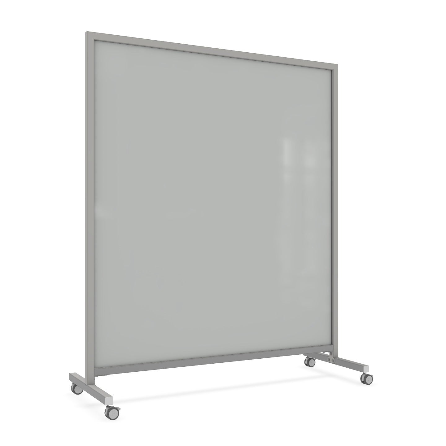 Ghent EZ Mobile Glassboard, Aluminum Frame, Non - Magnetic, 75"H x 62"W (GHE - EZ1NA7562XX) - SchoolOutlet