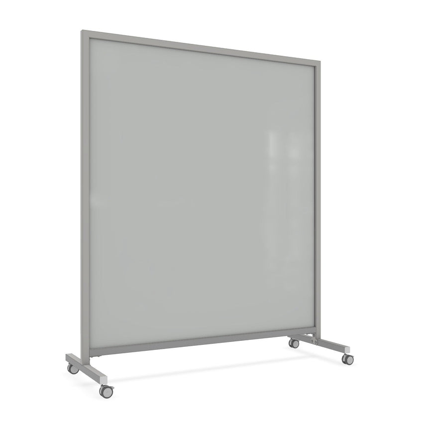 Ghent EZ Mobile Glassboard, Aluminum Frame, Non - Magnetic, 75"H x 62"W (GHE - EZ1NA7562XX) - SchoolOutlet