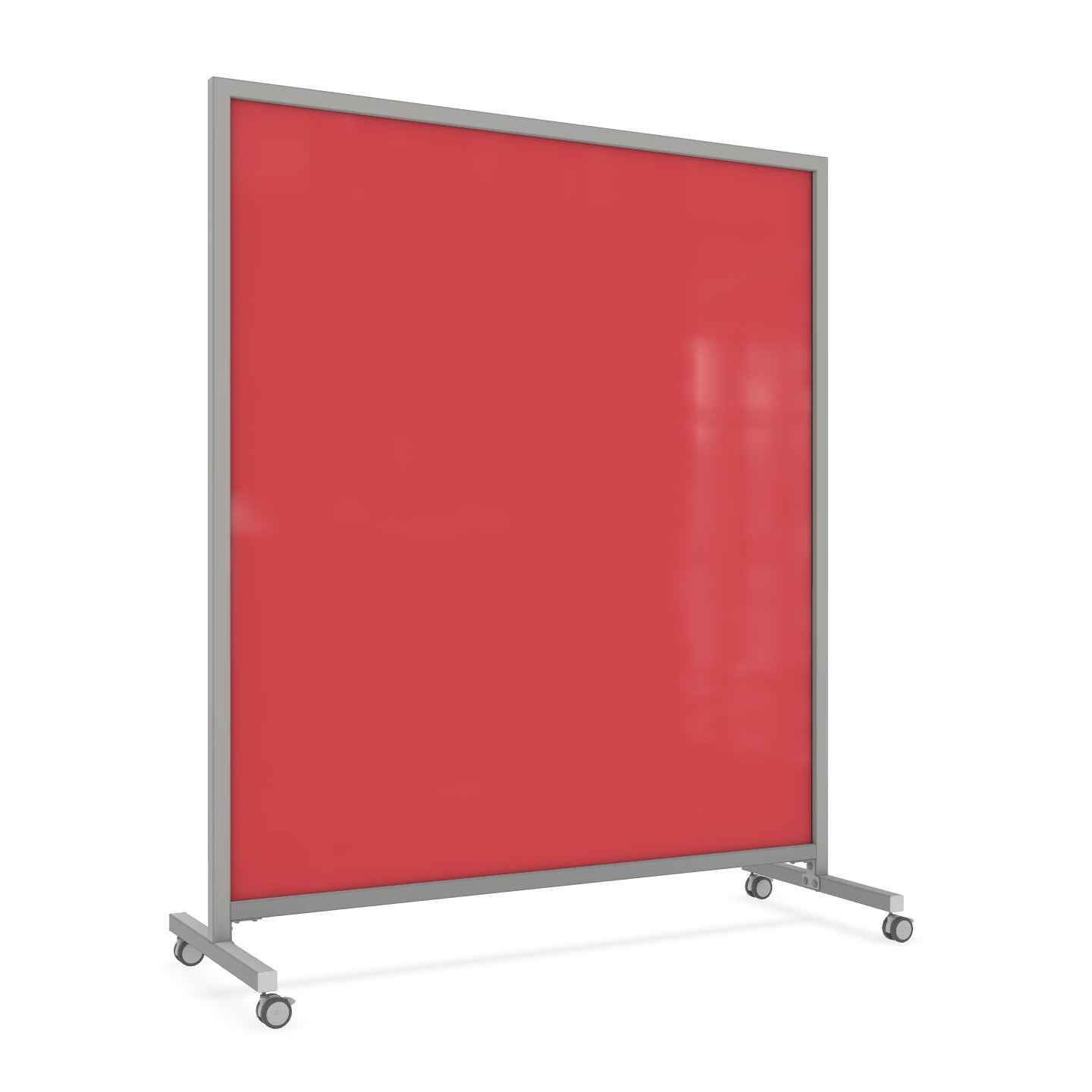 Ghent EZ Mobile Glassboard, Aluminum Frame, Non - Magnetic, 75"H x 62"W (GHE - EZ1NA7562XX) - SchoolOutlet