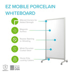 Ghent EZ Mobile Porcelain Whiteboard, Aluminum Frame, Magnetic, 75