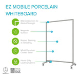 Ghent EZ Mobile Porcelain Whiteboard, Aluminum Frame, Magnetic, 75
