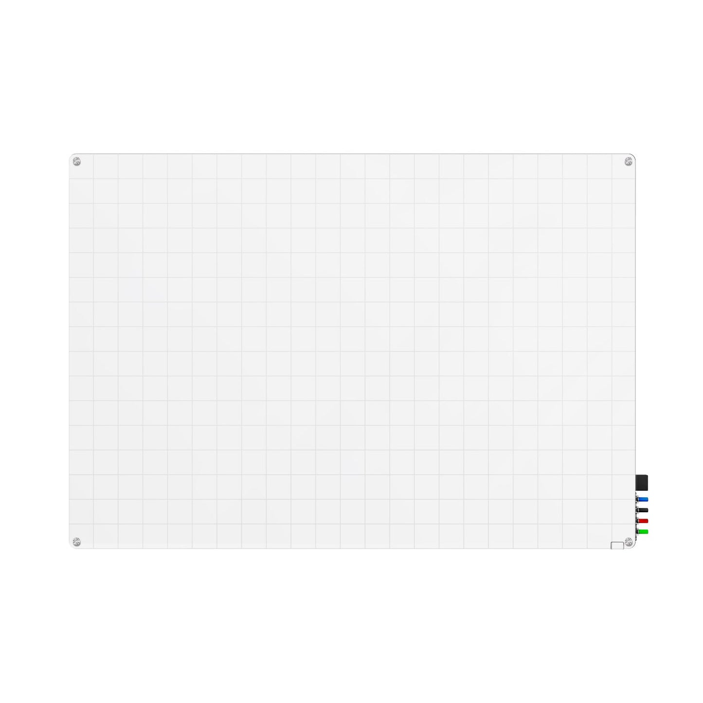 Ghent Grid Harmony Glassboard w/ Standoffs, Round Corners, 2x2" Grid, Non - Magnetic, 2'H x 3'W (GHE - GRPHMYRN22G - 23) - SchoolOutlet