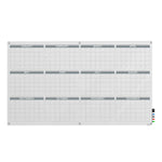 Ghent Calendar Harmony Glassboard w/ Standoffs, Square Corners, 1 Year Calendar, Magnetic, 4'H x 8'W (GHE - GRPHMYSM31Y - 48) - SchoolOutlet