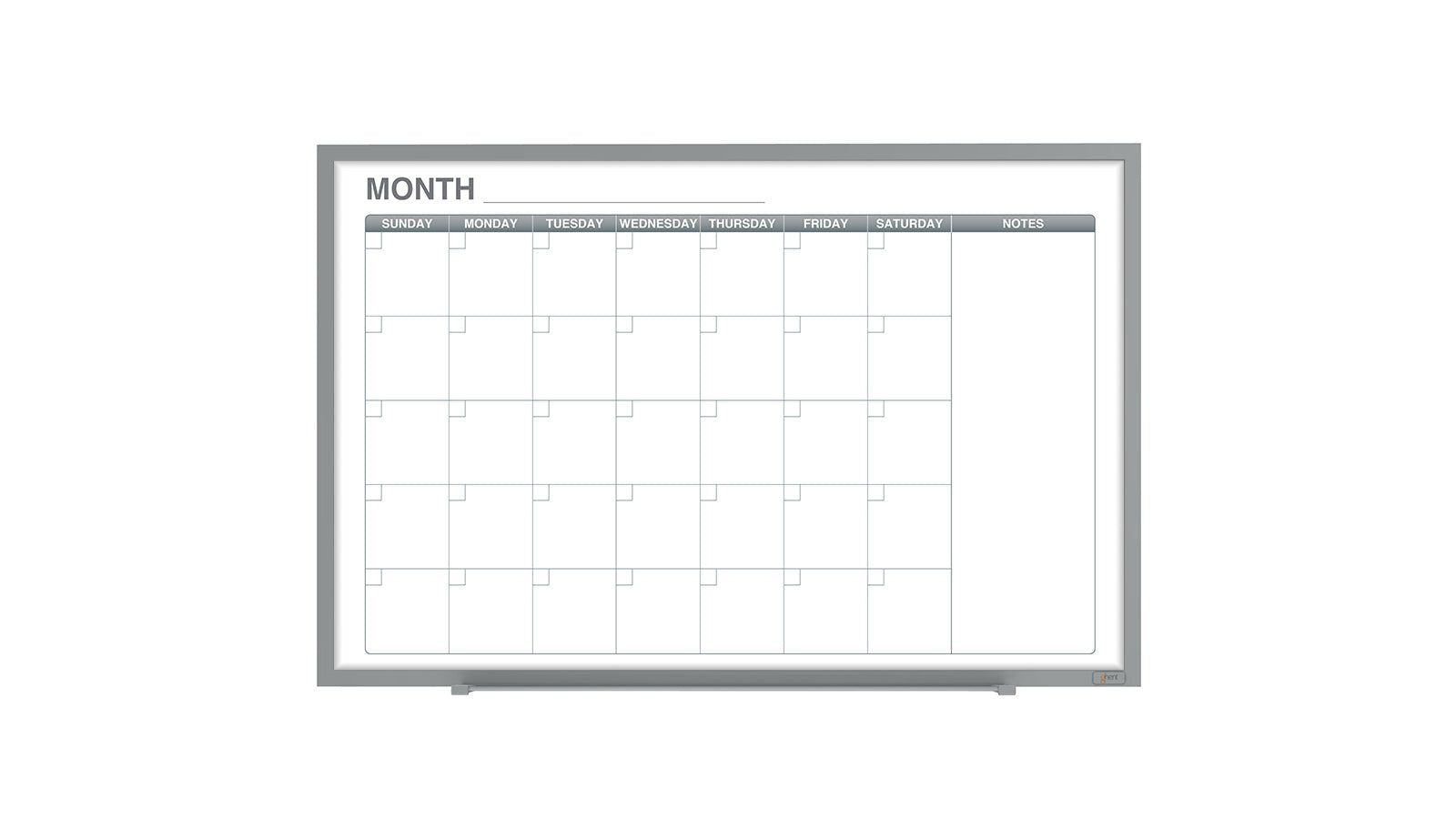 Ghent Calendar Whiteboard with Aluminum Frame, 1 Month Calendar, Magnetic, 3'H x 4'W (GHE - GRPM331M - 34) - SchoolOutlet