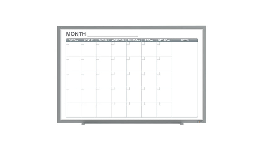 Ghent Calendar Whiteboard with Aluminum Frame, 1 Month Calendar, Magnetic, 3'H x 4'W (GHE - GRPM331M - 34) - SchoolOutlet