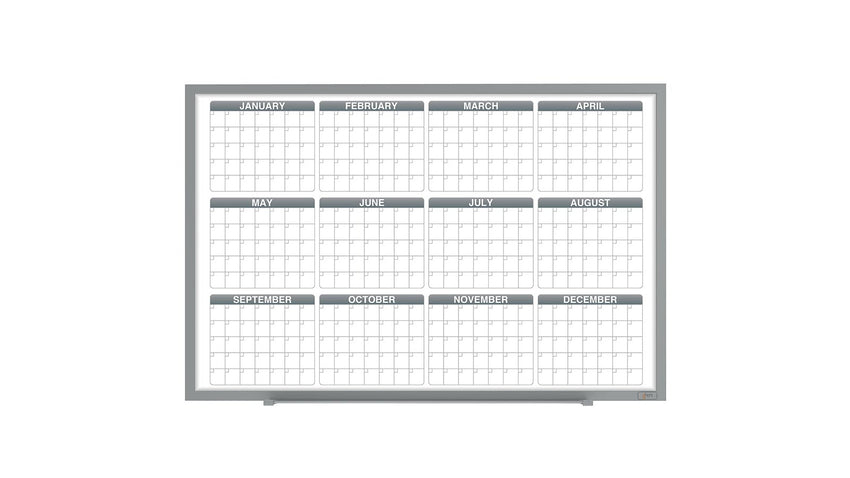 Ghent Calendar Whiteboard with Aluminum Frame, 1 Year Calendar, Magnetic, 4'H x 6'W (GHE - GRPM331Y - 46) - SchoolOutlet