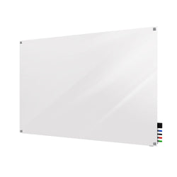Ghent Harmony Glassboard w/ Standoffs, Magnetic, Square Corners, 3'H x 4'W, White (GHE-HMYSM34WH)