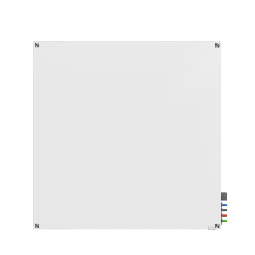 Ghent Harmony Glassboard w/ Standoffs, Magnetic, Square Corners, 4'H x 4'W, White (GHE - HMYSM44WH) - SchoolOutlet