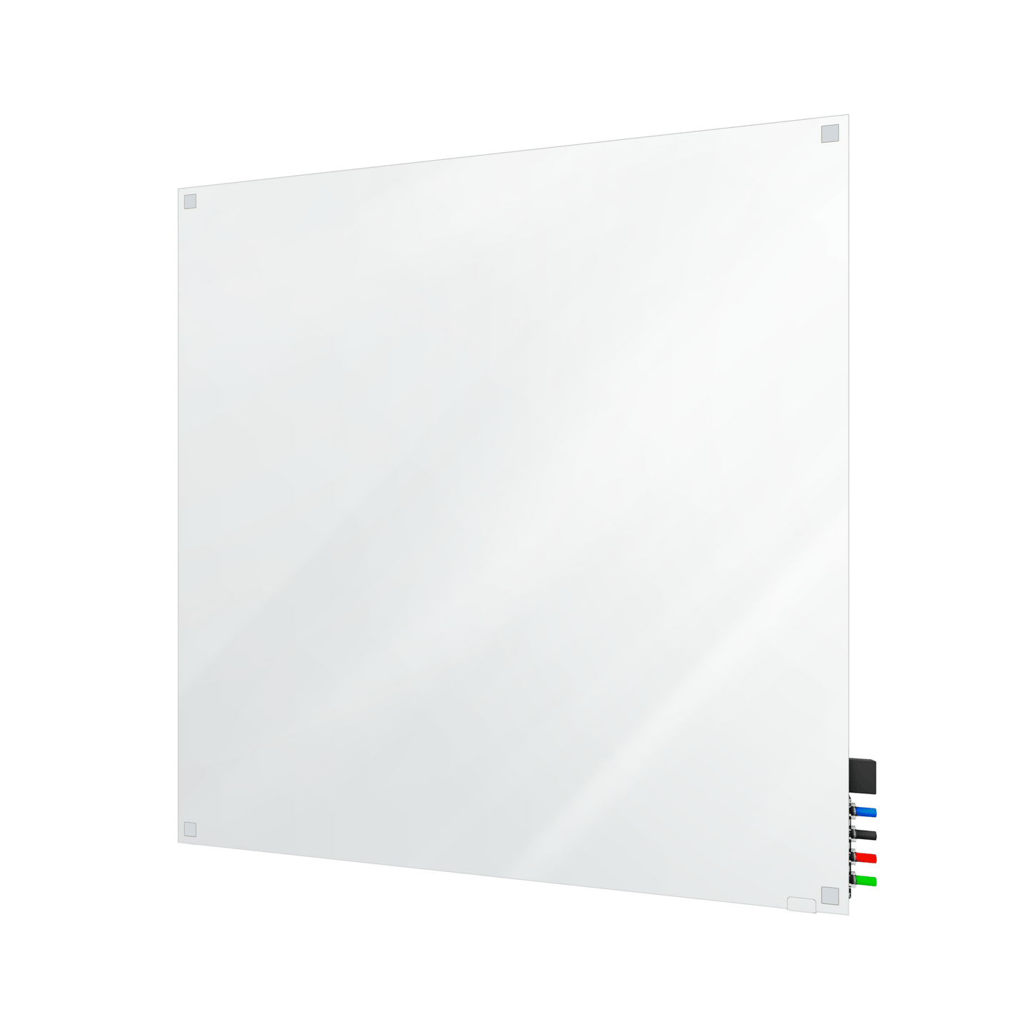 Ghent Harmony Glassboard w/ Standoffs, Magnetic, Square Corners, 4'H x 4'W, White (GHE - HMYSM44WH) - SchoolOutlet