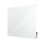 Ghent Harmony Glassboard w/ Standoffs, Magnetic, Square Corners, 4'H x 4'W, White (GHE - HMYSM44WH) - SchoolOutlet